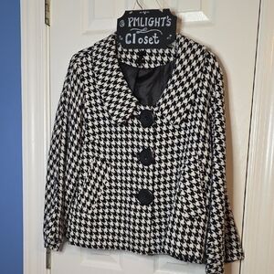 Lapis Houndstooth Black and White Women's Coat Large